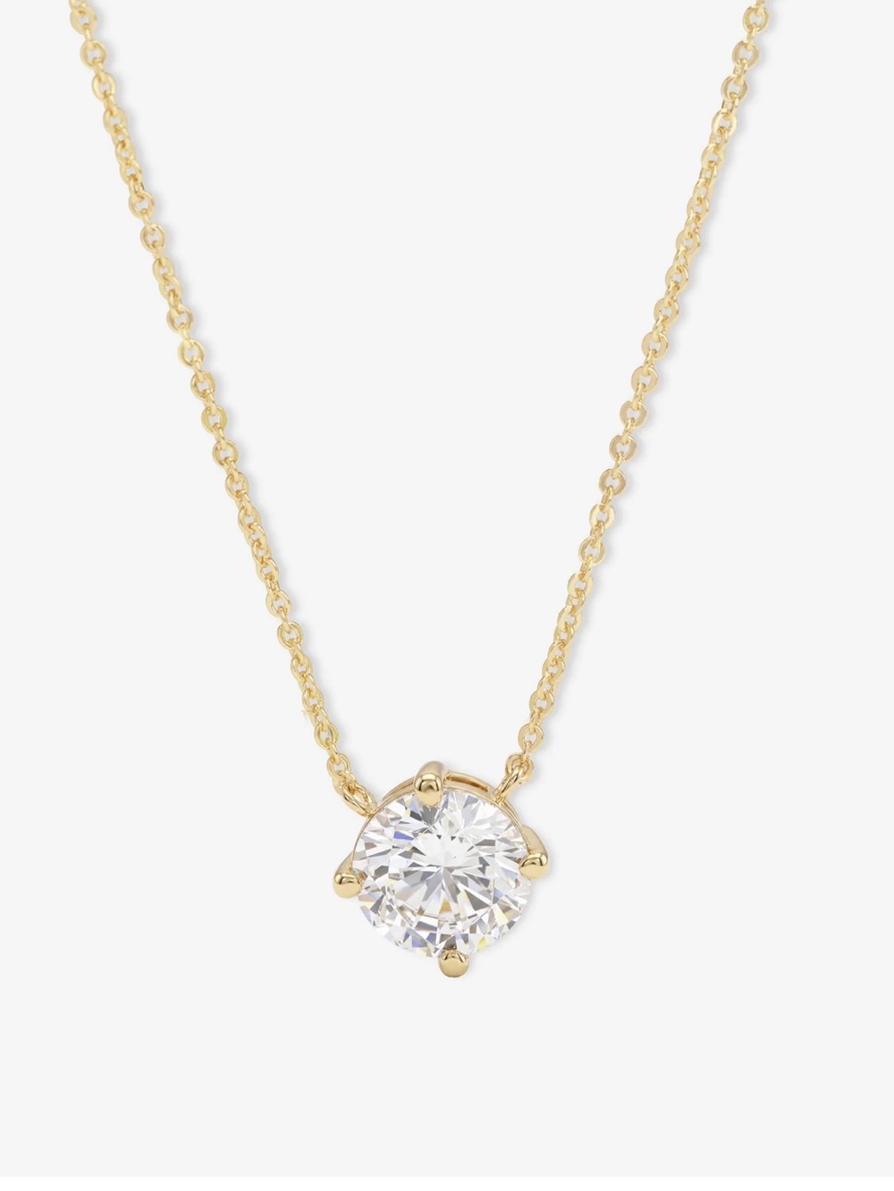 Melinda Maria Gold Necklace with Simulated Diamond Pendant- 9mm